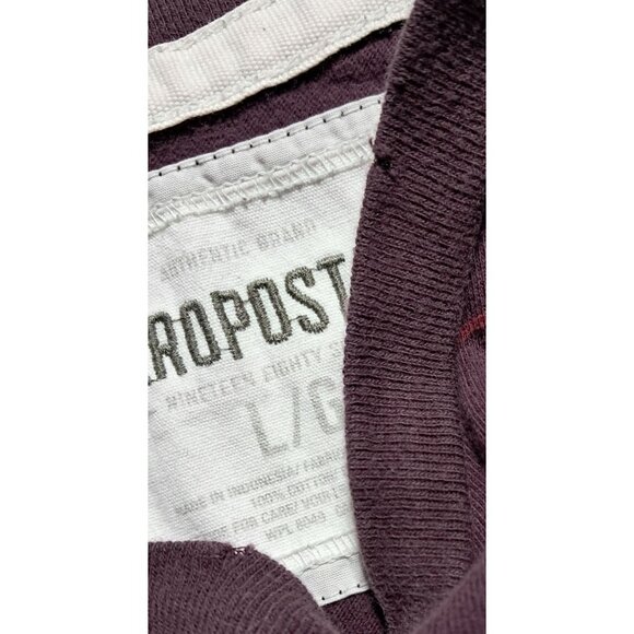 Aeropostale Mens Maroon Graphic T-Shirt L Striped Short Sleeves - Picture 9 of 9